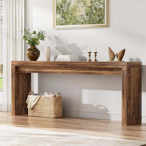 Extra Long Console Table for Entryway, 70.9-Inch Farmhouse Wood Behind Couch Table, Modern Entryway Rectangular Console Table for Entrance, Living Room, Hallway, Foyer (Brown) - color: Brown