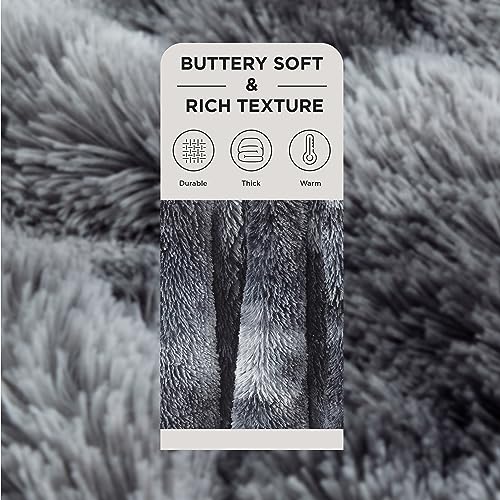 Bedsure GentleSoft Fluffy Sherpa Fleece Faux Fur Blankets Queen Size for Bed, Bedroom Decor Winter Bedding Thick Warm Full Queen Blankets, Fuzzy Plush Soft Heavy Mink Cozy Gifts, Tie Dye Grey, 90x90 - color: 01- Tie Dye Grey, size: Queen (90" X 90")