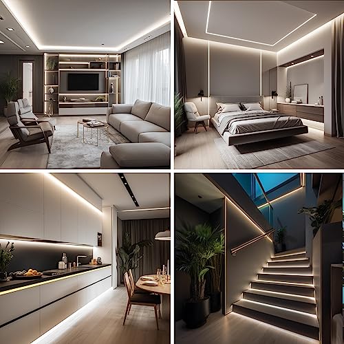 Pandery COB LED Strip Lights Natural White,24V Dimmable led Light Strip KIT with Remote and app Control,4000K 25FT/7.5m 8mmwide Ra>90 Cuttable Flexible Strip Lights for Bedroom,Wardrobe,Cabinet - color: 4000K Natural White, size: 25FT