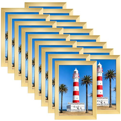 Giftgarden 4x6 Picture Frame Set of 18, Lightweight 4 by 6 Frames Bulk for Gallery Wall Photo Hanging and Tabletop Display, Gold - color: Gold*18, size: 4x6