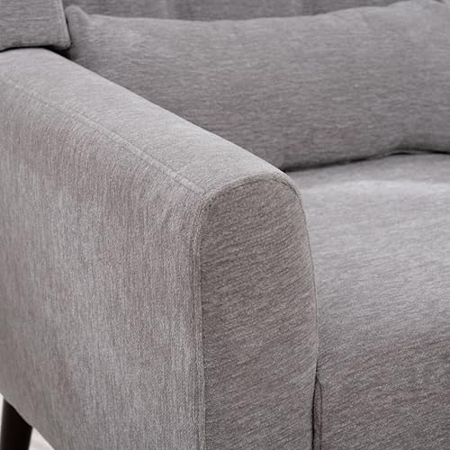 Accent Chair, Living Room Chairs with Solid Wood Legs & Pillow | Chairs Living Room with High Tufted Backrest, Reading Chair for Bedroom/Office, Chenille Fabric - color: Grey