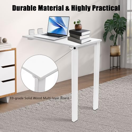 Wall Mounted Folding Table with Legs, 29.52 * 15.75 * 29.13in Small Folding Dining Table, Wall Mounted Foldable Desk for Small Space, Laundry, Dining Room, Bedroom, Home Office (White)