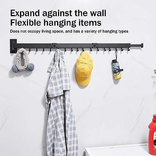 ZdwCyl Clothes Drying Rack Wall Mounted,Laundry Rack Wall Wount,Drying Rack Clothing for Laundry,Retractable Dryer Racks,Wall Mounted Drying Rack Collapsible, Black, Sandy Coating,3z-b01 - color: Black-basic