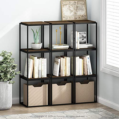 Furinno Moretti Cube Modern Stackable End Table Shelf, Columbia Walnut - color: Columbia Walnut, size: Stackable Cube