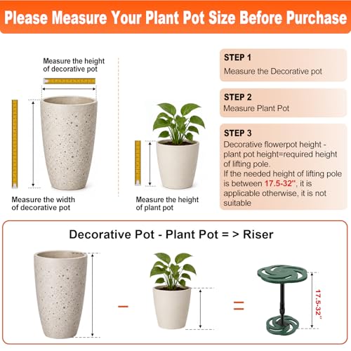 2 Pack Plant Risers for Inside Pots, 17.5-32" Rise Plastic Planter Inserts | Adjustable Height Planter Inserts for Large Pots, Pot Fillers for Tall Square Round Taper Planters (6" 8" 10" Base or Top) - size: XL Tall Lift: 17.5-32" Rise - 2Pack