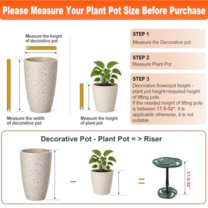 2 Pack Plant Risers for Inside Pots, 17.5-32" Rise Plastic Planter Inserts | Adjustable Height Planter Inserts for Large Pots, Pot Fillers for Tall Square Round Taper Planters (6" 8" 10" Base or Top) - size: XL Tall Lift: 17.5-32" Rise - 2Pack