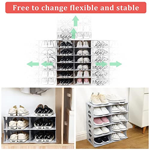 6-Tier Shoe Rack, Stackable Storage Organizer for Bedroom Entry, Adjustable Rack, Shoe Slots Shelf, Easy Tower Rack, Grey - color: Grey