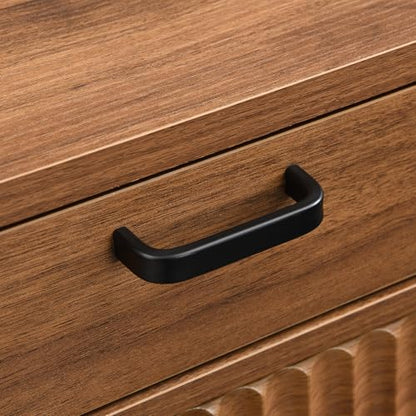 Shoe Cabinet, Shoe Storage Organizer Cabinet with 2 Flip Wavy Line Drawers, Freestanding Shoe Rack with Adjustable Shelf for Entryway, (Walnut) - color: Wavy Line-walnut