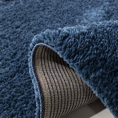 SAFAVIEH August Shag Collection Accent Rug - 2'3" x 4', Navy, Solid Design, Non-Shedding & Easy Care, 1.2-inch Thick Ideal for High Traffic Areas in Entryway, Living Room, Bedroom (AUG900N) - color: Navy, size: 2'3" x 4' (Rectangular)