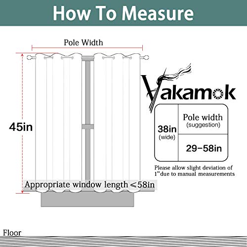 Yakamok Blackout Curtains 38x45 inch Black Thermal Drapes-Bedroom | 2 panels,room darkening,thermal insulated,noise reducing,privacy protection,grommet window treatment,living room study dining - color: Black, size: 38"W x 45"L (Pack of 2)