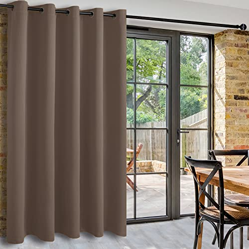 DWCN Total Privacy Room Divider Blackout Curtain - Thermal Curtains for Patio Door, Living Room, Bedroom Partition and Shared Office Space, 1 Grommet Curtain Panel, 6.7ft Wide x 7ft Tall,Khaki - color: Khaki, size: 80"W x 84"L (Pack of 1)