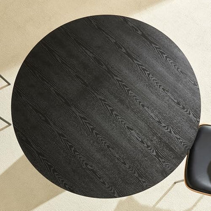 Round Dining Table for 6 People, 47.24 Inches Dining Room Table, Modern Wood Round Kitchen Tables Black Pedestal Base with Gold Trim Ring for Dining Room, Kitchen, Living Room - color: 47.24 Inch Black With Gold Trim