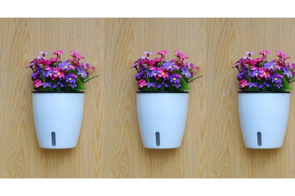 Visible Water Level Self Watering Planter,Hanging Planters,Wall Mounted Plants Holder,Small Flower pots Indoor Out Flowerpot with 3 Hooks Plastic Pots for Plants 3 Pack (White, 5.5inch) - size: 5.5 Inch
