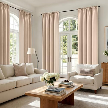 MIULEE Beige Blackout Curtains for Bedroom Living Room 40"x72" Long 2 Panel | Thermal Insulated, Room Darkening Drapes, Rod Pocket, Noise Reduction, Light Blocking, Solid Window Treatments - color: Beige, size: 40"W x 72"L (Pack of 2)