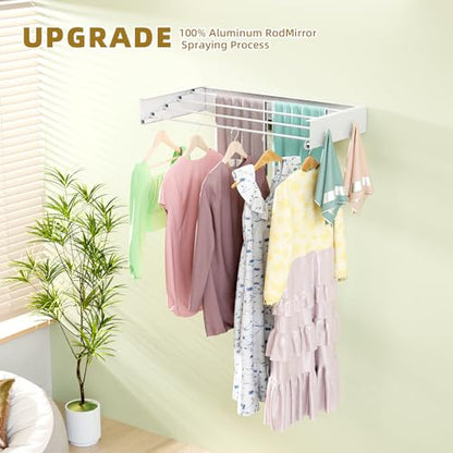 BAKON Wall Mounted Clothes Drying Rack 23.6'',Space Saving for Laundry Room | Heavy Duty Foldable Drying Rack Clothing for Hanging Towel, 60lbs Capacity, 4 Towel Hooks and 4 Rods - size: 23.6''【4 Hooks】