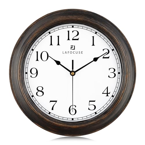 Lafocuse 12 Inch Silent Vintage Bronze Wall Clocks Battery Operated for Bedroom, Rustic Kitchen Wall Clock for Living Room Décor Office - color: Bronze