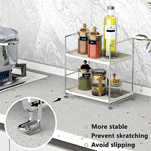 Plastic/Metal Freestanding Stackable Organizer Shelf,Bathroom Countertop Storage Shelf Cosmetic Organizer Holder Kitchen Spice Rack,2-Tier Standing Rack (Silver) - color: Silver