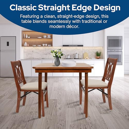Stakmore Classic Straight Edge Square Wood Folding Table, 32x32, Fruitwood | Foldable Card Table, Wooden Tabletop Furniture for Cards, Board Games, Dining, and Extra Seating - color: Fruitwood
