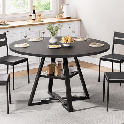 Jocoevol Round Dining Table for 4,Kitchen Dining Room Circle Dinner Pedestal Table,Space Saving Wood Kitchen & Dining Room Furniture (Black, 42In) - color: Black, size: 42In