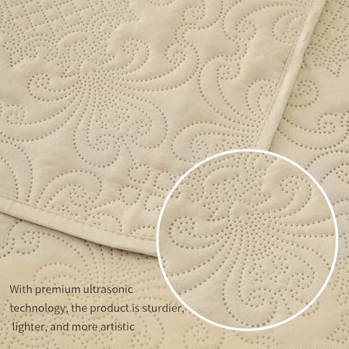 Boho Queen Quilt Set 92"x96", Lightweight Reversible Ultrasonic Quilted Coverlet & Bedspread with 2 Pillow Shams, Soft All Season Queen Quilt Bedding
