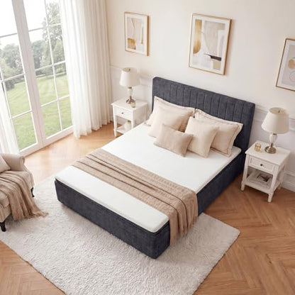 Full Compression Bed Boneless Bed Frame with Mattress and Headboard - color: Blue, size: Full