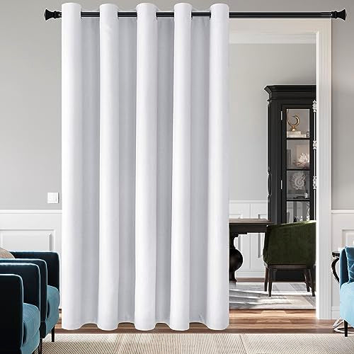 DWCN Room Divider Curtain - Extra Wide Blackout Curtain for Sliding Glass Door, Living Room, Bedroom Partition and Shared Office Space, 1 Grommet Curtain Panel, 5ft Wide x 8ft Tall, Greyish White - color: Greyish White, size: 60"W x 96"L (Pack of 1)