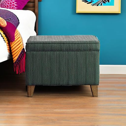 HomePop 24" Medium Square Storage Ottoman - Teal - color: Blue Chevron