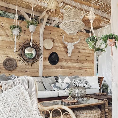 4 Pack Macrame Plant Hangers Indoor Up to 10 inch Pot, Boho Hanging Planters, Plant Holder with 8Pcs Stainless Steel Hooks - color: 4pcs White Hanger