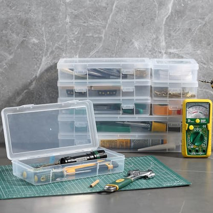 9 Pack Medium Clear Plastic Storage Boxes with Lids, Craft Jewelry Life Item Organizer for Puzzles, Pens, Rings, Needle and Thread, Nail Polish, Remote Controls - size: Medium - 9 Pack
