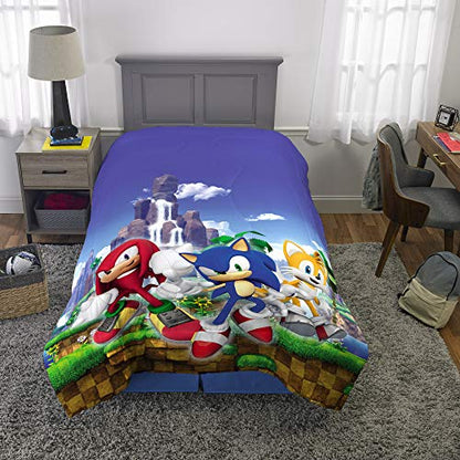 Franco Kids Bedding Super Soft Microfiber Reversible Comforter, Twin/Full, Sonic The Hedgehog, Anime - color: Sonic the Hedgehog, size: Twin/Full