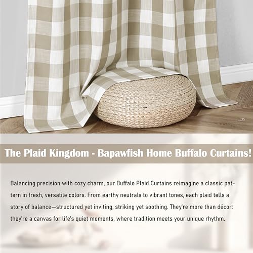 Tan Gingham Buffalo Check Beige and White Curtain Panels 95 Inch | Farmhouse Semi Sheer Drapes,Rod Pocket Window Treatment for Bedroom Living Room,Yarn Dyed Texture Fabric,2 Panels,40"Wx95“L - color: Beige/White, size: 40"W x 95"L (Pack of 2)