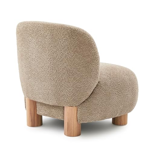 Christopher Knight Home Modern Low Profile Accent Chair for Living Room, Boucle Upholstered Armless Chair with Rubberwood Legs, Comfy Lounge Armchair, Plush Cloud-Like Seating for Bedroom, Light Brown - color: Light Brown