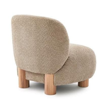 Christopher Knight Home Modern Low Profile Accent Chair for Living Room, Boucle Upholstered Armless Chair with Rubberwood Legs, Comfy Lounge Armchair, Plush Cloud-Like Seating for Bedroom, Light Brown - color: Light Brown