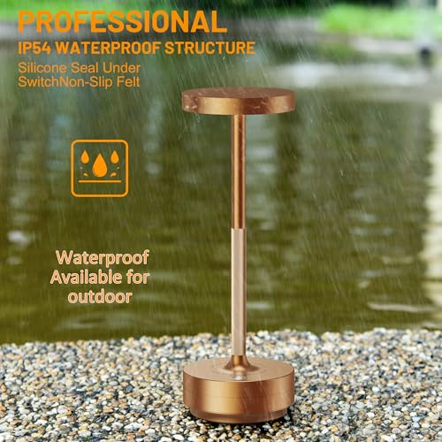 LED Cordless Table Lamp Rechargeable,Battery Powered Outdoor Table Light | 3 Color Stepless Dimming,5000mAh 72Hrs Long Lasting Battery Operated,Portable Waterproof Touch for Patio Restaurant Dining - color: 2 Pack Titanium