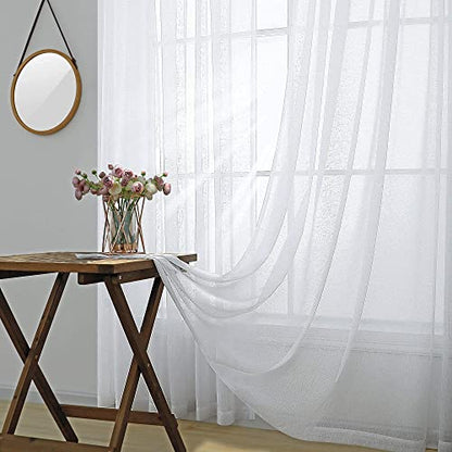 KOUFALL White Sheer Curtains 84 Inches Long 2 Panels,Gauze Cheese Cloth Linen Look Rod Pocket Flowy See Through Curtains for Living Room Bedroom - color: White, size: 52"W x 84"L (Pack of 2)