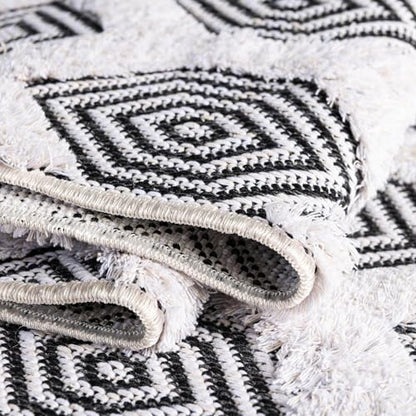 Rugs.com - Sabrina Soto Casa Rug – 6 Ft Runner Black Cotton Textured Rug Modern Hallway Runner for Entryways and Bedrooms - color: Black, size: 2'3" x 6' (Runner)