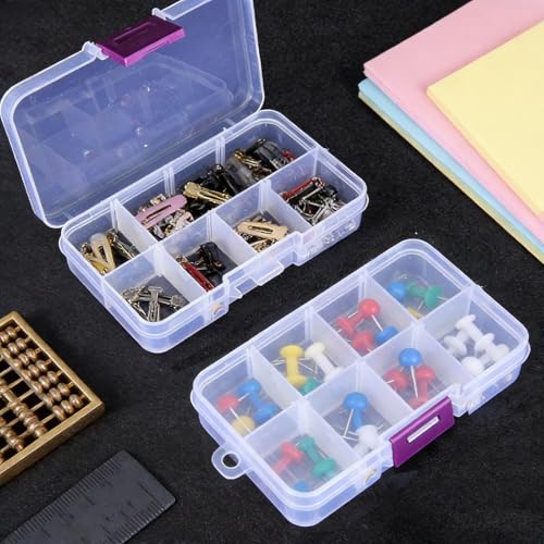 32 Pack 10 Grid Plastic Jewelry Organizer Box, 5 x 2.5 Inch Plastic Box with Removable Dividers Clear Divider Storage Boxes for Beads, Jewelry and DIY Crafts