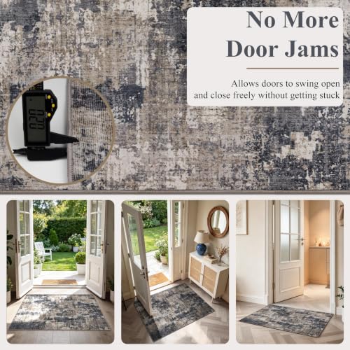 Sasttie 2x10 Runner Rug, Modern Abstract Hallway Rug, Black & Beige | Ultra-Soft Faux Wool, Machine Washable, Low Pile, Non-Slip, Thin, for Hallway, Entrance, Kitchen, Entryway & Laundry Room - color: Black & Beige, size: 2' x 10' (Rectangular)