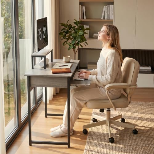 ALISENED Computer Desk with Keyboard Tray and Monitor Stand, 30 Inch Small Desk with for Bedroom Home Office, Compact Gaming Desk Shelf, Grey (Grey, 30") - color: Grey, size: 30"