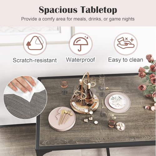 Giantex 3-Piece Dining Table Set for 2, Small Industrial Kitchen Table with 2 Chairs, Metal Frame, Space Saving Dinette Set for Breakfast Nook Dinner Small Space Apartment Living Room, Grey Oak - color: Grey