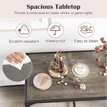 Giantex 3-Piece Dining Table Set for 2, Small Industrial Kitchen Table with 2 Chairs, Metal Frame, Space Saving Dinette Set for Breakfast Nook Dinner Small Space Apartment Living Room, Grey Oak - color: Grey