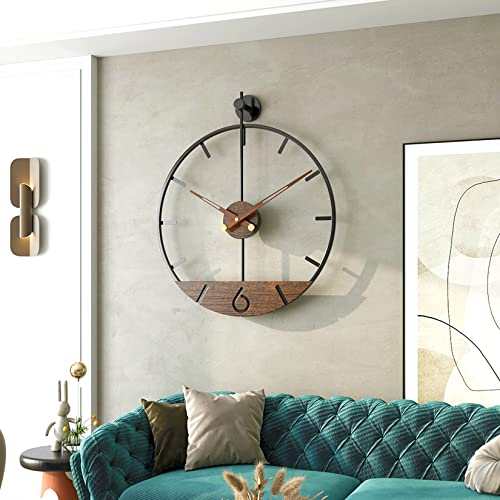 Modern Wood Walnut Dial Wall Clock, Large Simple Wall Decor Metal Frame Silent Non Ticking Clock for Living Room, Kitchen, Bedroom, Study Decoration, Handmade Home Present Idea, 29.5 in - size: 4.XX-Large 29.5In(75cm)