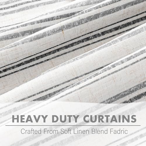 MYSKY HOME Striped Curtains 100% Blackout 63 Inches Long Black Stripe Farmhouse Rustic Linen Blended Double Layer Curtains for Bedroom Patterned Drapes, Grommet, 2 Panels, 52" Wide - color: B-black/Blackout, size: 52"W x 63"L (Pack of 2)