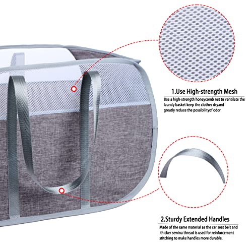 Pop Up Laundry Hamper，with Durable Handles collapsible laundry basket，Easy to Open and Fold for college Dorm,kids room，travel (Gray)… - color: Gray