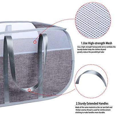 Pop Up Laundry Hamper，with Durable Handles collapsible laundry basket，Easy to Open and Fold for college Dorm,kids room，travel (Gray)… - color: Gray