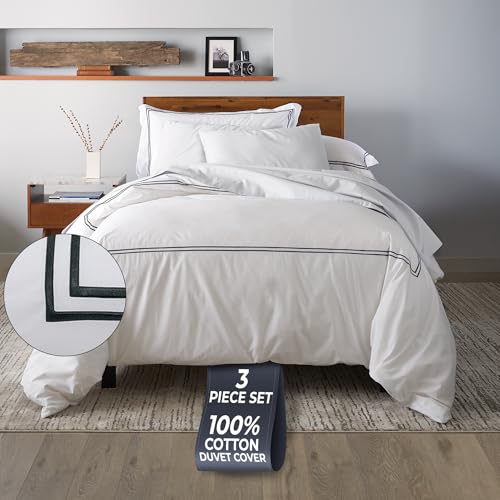 Ella Jayne Twin Duvet Cover 100% Cotton Percale Soft Black Design 2 Pcs | Duvet Cover Twin | Soft Cotton Percale | 68 x 90 Inch Cover | Includes 1 Matching Pillow Sham | Black Design - color: Black, size: Twin/Twin XL