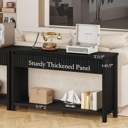 Wood Console Table for Entryway, 47In Entryway Table with Storage, Narrow Sofa Tables with Drawers, Modern Black Couch Tables for Living Room, Black Oak - color: Black Oak