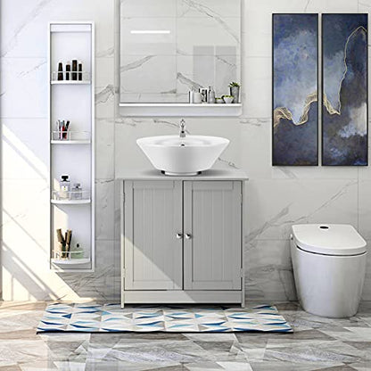 Bonnlo Pedestal Under Sink Storage Bathroom Vanity with 2 Doors Traditional Bathroom Cabinet Space Saver Organizer 23 5/8" x 11 7/16" x 23 5/8" (L x W x H) (Grey) - color: Grey