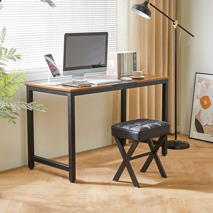 IBUYKE Square Makeup Stool with X-Leg, PU Vanity Chair, Black LG-71B | Footrest Ottoman Seat Multi-Use Small Side Table Bedroom Living Room - color: Black, size: 17.72"-Leather