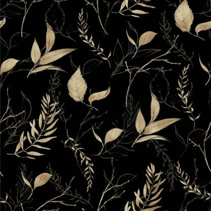Dark Black and Gold Leaf Peel and Stick Wallpaper 17.7" x 213" | Self-adhesive removable waterproof leaf design for bedroom accent walls and renter friendly spaces - color: Black&Gold, size: 17.7" x 213"